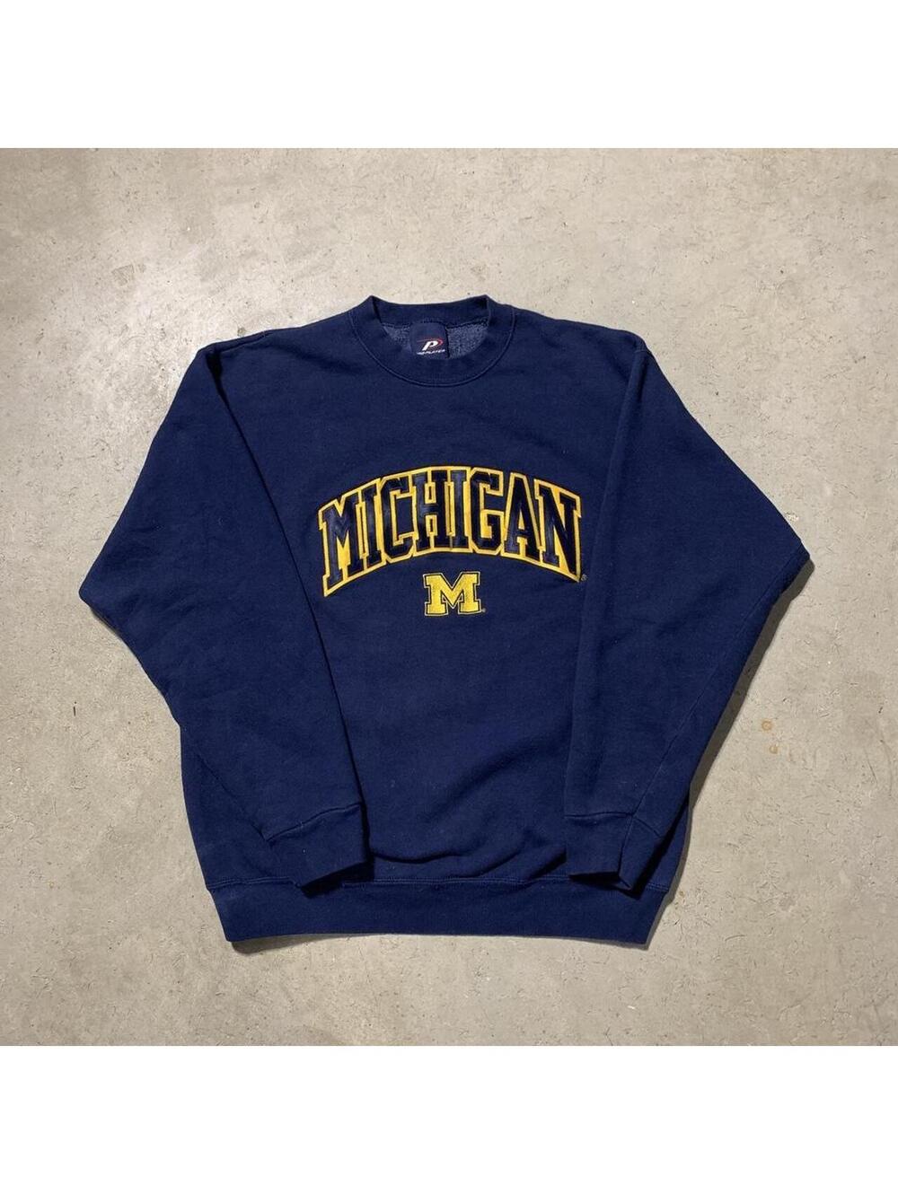 Vintage 90s Michigan Wolverines Sweatshirt Mens L Navy Pro Player NCAA